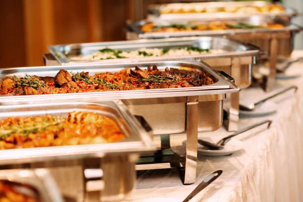 Freshly prepared catering spread